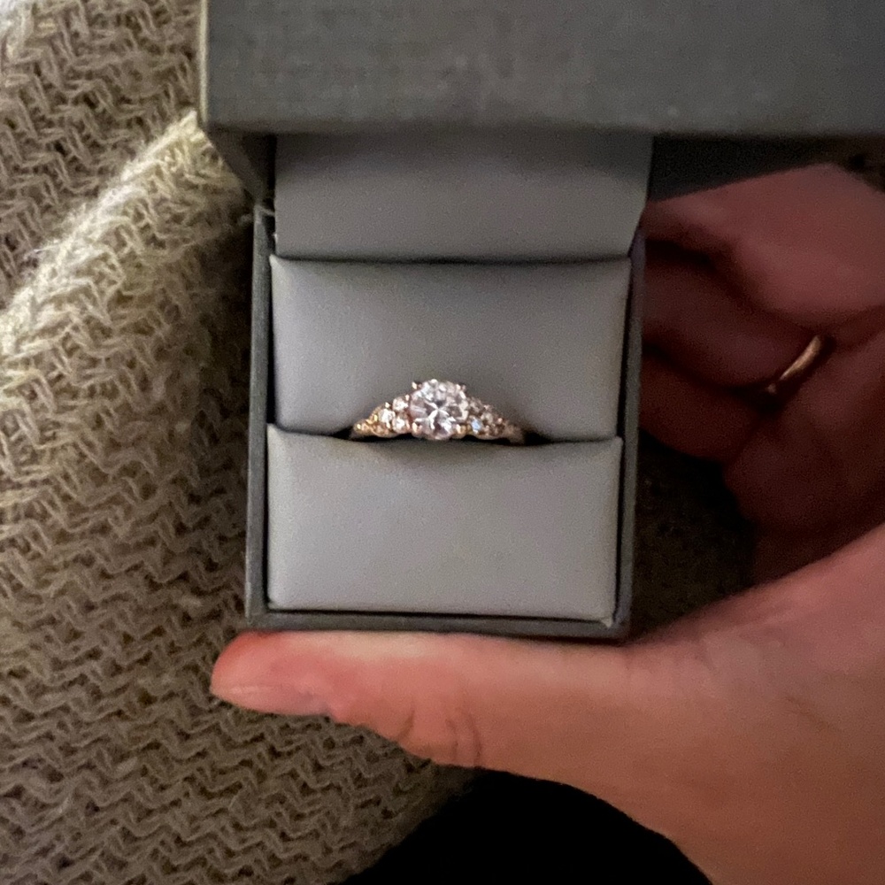 White Sapphire and Rose Gold Engagement Ring